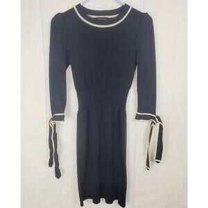 Bomi by Bomi black knit sweater dress Size Small tie sleeve Retro Old Money
